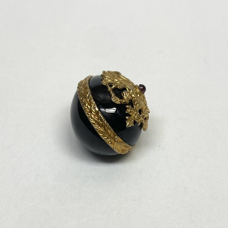 Antique Sterling Silver & And Black Colored Enamel Egg With Red Stone Penda