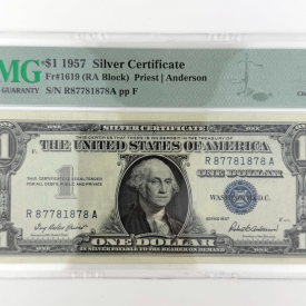 1957 $1 Silver Cert. Fr. 1619 RA Block PMG 63 EPQ Repeater Serial R8778 1878A
