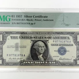 1957 $1 Silver Cert. Fr. 1619 RA Block PMG 63 EPQ Repeater Serial R8778 1878A