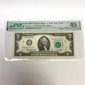 Fr 1935-B* (B* Block) $2 1976 FRN New York PMG 45