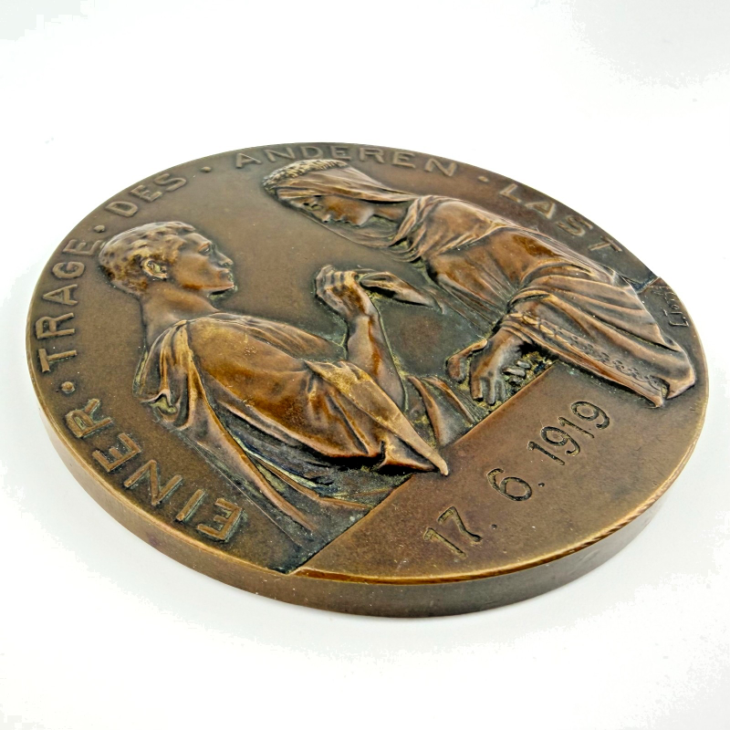 Personalised bronze wedding medal "Einer trage des anderen Last" 1919, Germany
