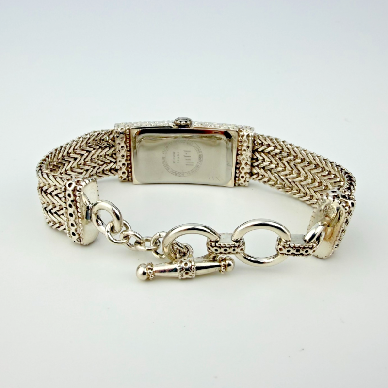Vintage J. Jill Sterling Silver Turquoise Dial Chain Bracelet Watch Japan Quartz