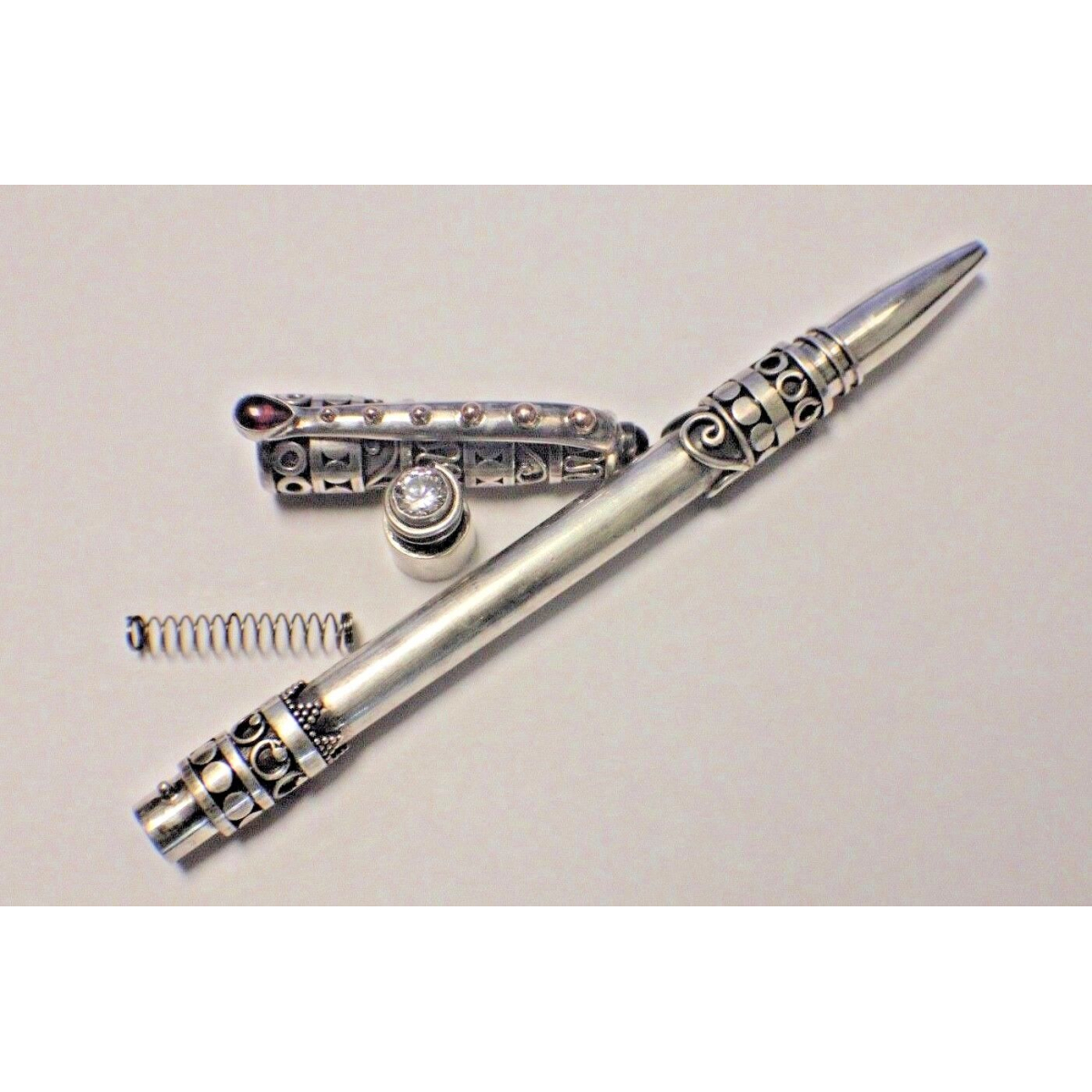 Vintage Silver Gold Plated Gem Stone Pen !!!!