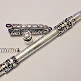 Vintage Silver Gold Plated Gem Stone Pen !!!!