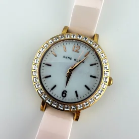 Anne Klein Pink Ceramic Bangle Watch AK/1442T Mother of Pearl Dial Crystal Bezel