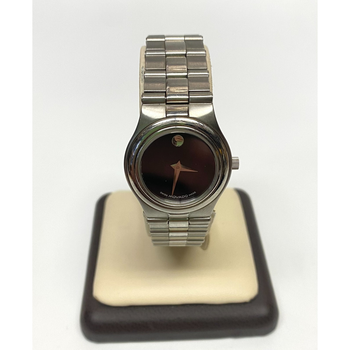 Movado Dominion Black Dial Stainless Steel Women's Watch, 27mm, 6 inches