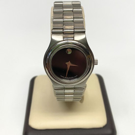 Movado Dominion Black Dial Stainless Steel Women's Watch, 27mm, 6 inches