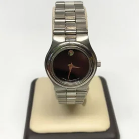 Movado Dominion Black Dial Stainless Steel Women's Watch, 27mm, 6 inches