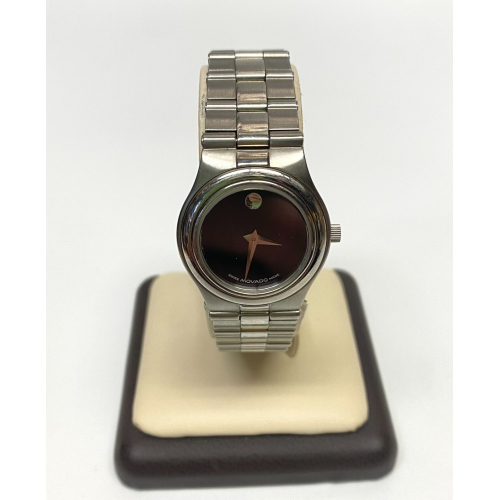 Movado Dominion Black Dial Stainless Steel Women's Watch, 27mm, 6 inches