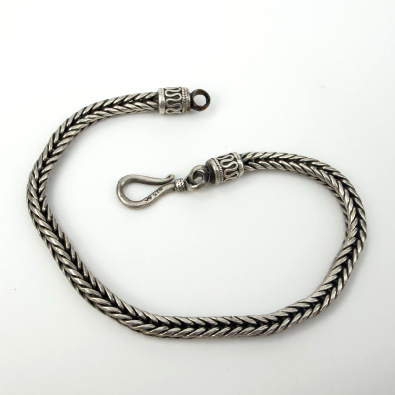 925 Sterling Silver Bracelet Men Women 4mm Braided Wheat Link Chain 7.7 in