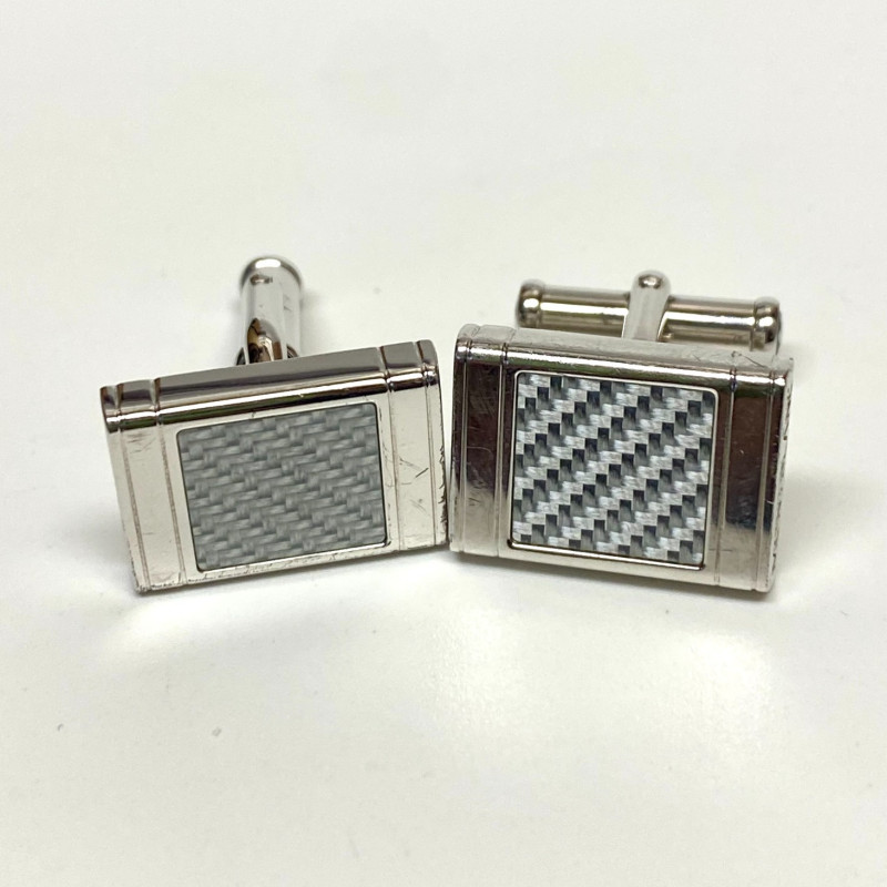 Montblanc Germany Sterling Silver Basket Wave Enamel Star Logo Cuff links