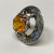 JF Silver Tone Faux Citrine Round Gemstone Circle Brooch JF Silver Tone Faux Citrine Round Gemstone Circle Brooch