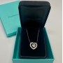 Tiffany & Co. Platinum Diamond Dangle Heart Pendant Necklace .67 CTW 16"