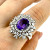 Vintage Style 925 China Oval Purple Amethyst & Cz  Ring Sz 8