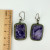 Vintage Rectangular Purple Charoite Dangle Hook Earrings Silver
