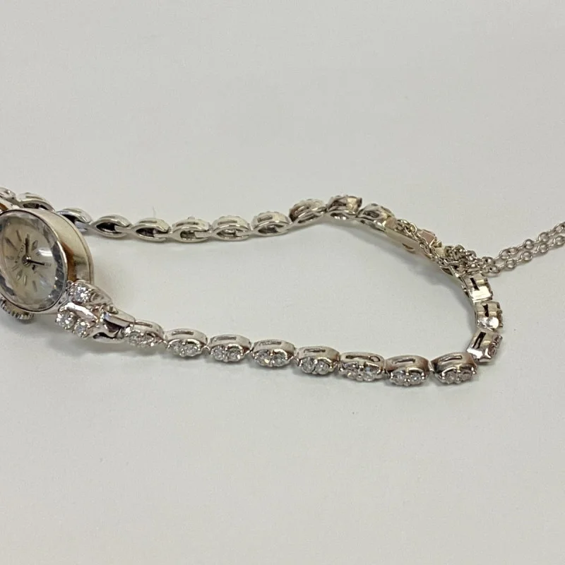 Rolex Ladies 14k SOLID WHITE GOLD Dress with Diamonds 1950s