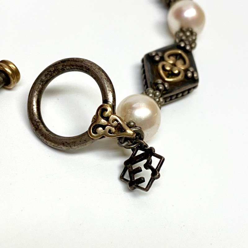 Elyse Ryan 925 Silver and 18K Gold Pearl Bracelet 7.5 in Elyse Ryan 925 Silver and 18K Gold Pearl Bracelet 7.5 in