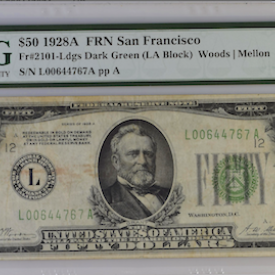 Fr 2101.1928 A FRN San Francisco 30 VF LDGS DARK GREEN LA BLOCK   Fr 2101.1928 A FRN San Francisco 30 VF LDGS DARK GREEN LA BLOCK