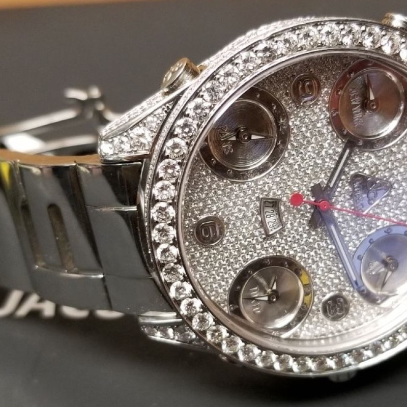 Jacob & Co Five 5 Time Zone Diamond Watch Box Papers 100% AUTHENTIC !!! Jacob & Co Five 5 Time Zone Diamond Watch Box Papers 100% AUTHENTIC !!!