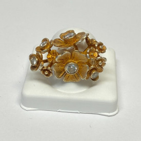 Silver 925 Dipped Gold Ring With White Sapphire Size 7.75