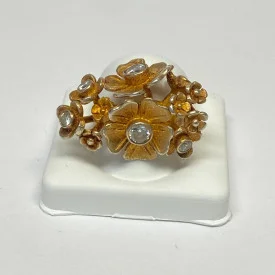 Silver 925 Dipped Gold Ring With White Sapphire Size 7.75