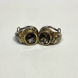  18K Judith Ripka  Designed With Sterling Silver  925 & Gemstone Earrings