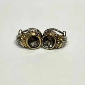  18K Judith Ripka  Designed With Sterling Silver  925 & Gemstone Earrings