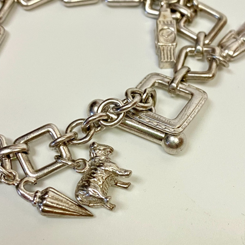 Burberry BU5200 Sterling Silver 10 Charms Dangle Bracelet Watch 7.5 in Burberry BU5200 Sterling Silver 10 Charms Dangle Bracelet Watch 7.5 in