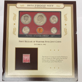 1974 San Francisco Mint Proof Set with Historic 1940 National Defense Stamp