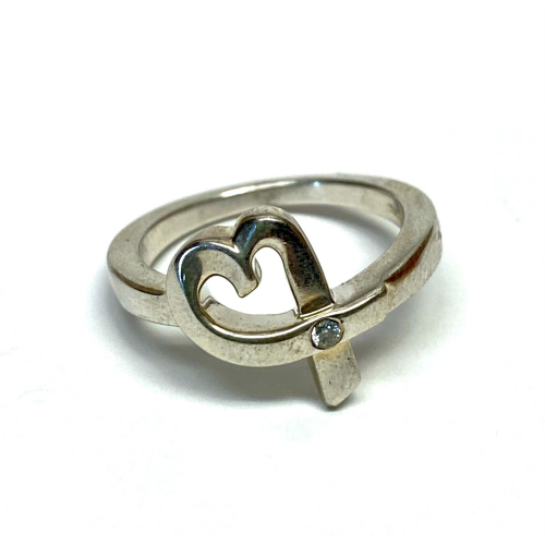 RETIRED TIFFANY & CO PALOMA PICASSO LOVING HEART W/ DIAMOND RING SZ 9 CLASSIC RETIRED TIFFANY & CO PALOMA PICASSO LOVING HEART W/ DIAMOND RING SZ 9 CLASSIC
