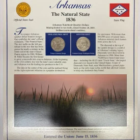 2003 Arkansas State Quarter P&D Postal Society Stamped Commemorative Page