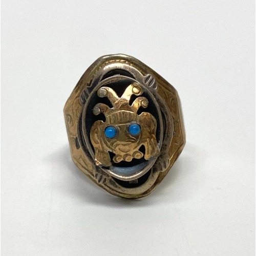 Vintage Turquoise 18K Gold and Sterling Silver Ring