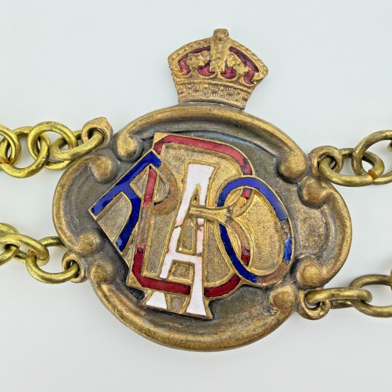 Antique RAOB Buffaloes Officer Collar Chain – Enameled Brass RBAO Links + Crowns