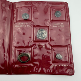 VTG 1950’s Ancient Coin Replica Set of 5 With Original Paper and Vinyl Folder