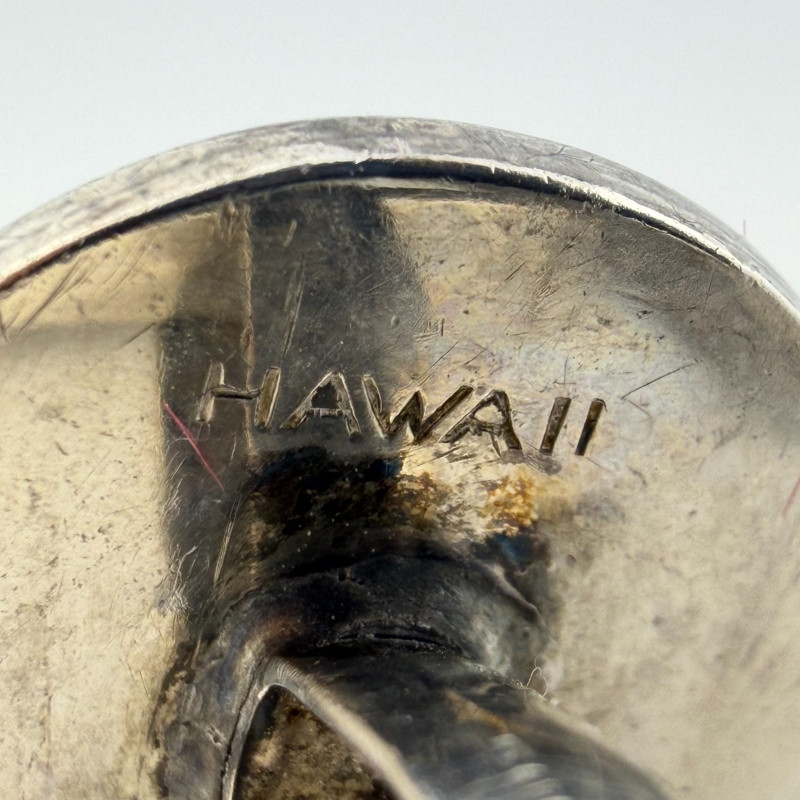 Vintage Hawaii Modernist Sterling Silver 925 Fish Round Cufflinks