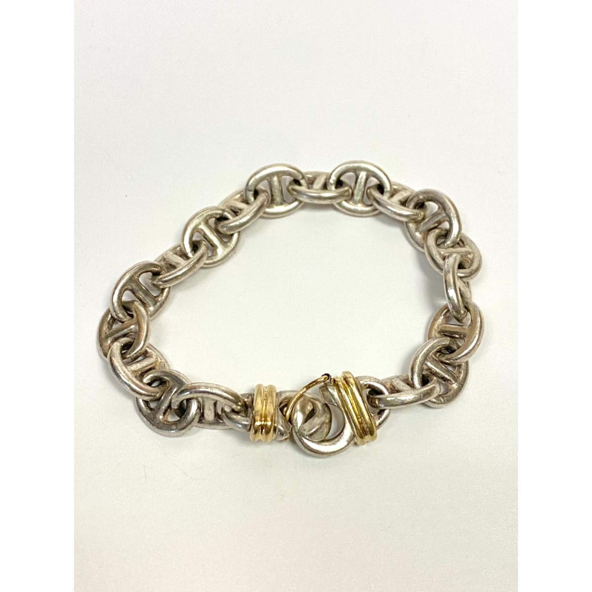 Italy 925 Sterling Silver and 18K Gold Bracelet - Elegant two tone Design