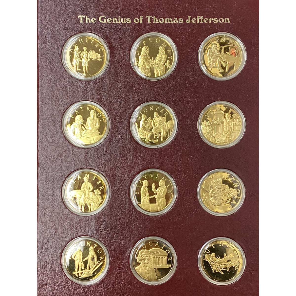 VERY RARE GENIUS OF THOMAS JEFFERSON 24K Gold Plating on STERLING PROOF SET 1976
