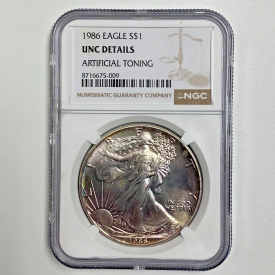 1986 S$1 American Silver Eagle NGC UNC DETAILS