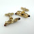 Vintage Golden Hickok Cufflinks USA Deco Style With Ruby Color Stones