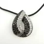 Sterling Silver Two-Tone CZ Teardrop Pendant Necklace on Rubber Cord