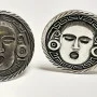 Antique Woman Face Eyes Closed Sterling Silver Cufflinks Made In Mexico