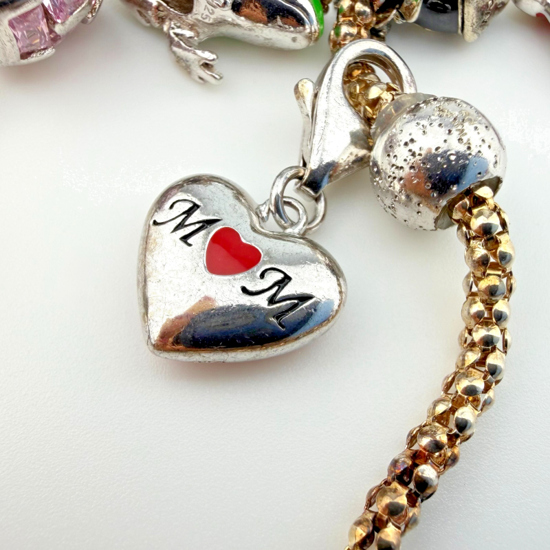 925 Sterling Silver Italian RCI Bracelet With Cute Charms, 7.5 ich