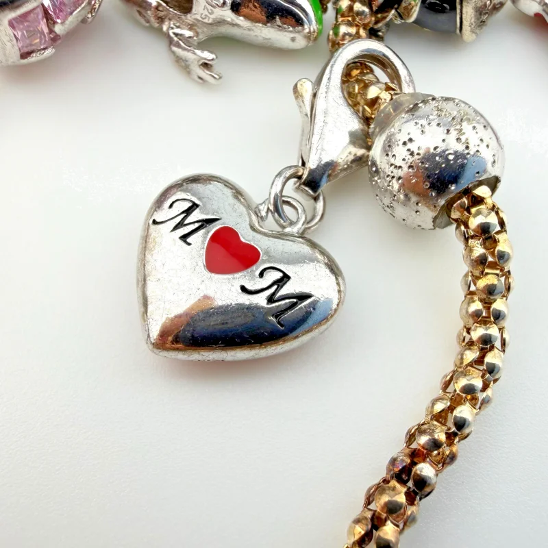 925 Sterling Silver Italian RCI Bracelet With Cute Charms, 7.5 ich