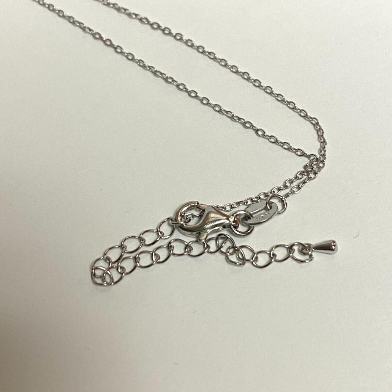 Silver 925 and White and Blue Sapphire Celestial Protector Eye Chain Pendant 18"