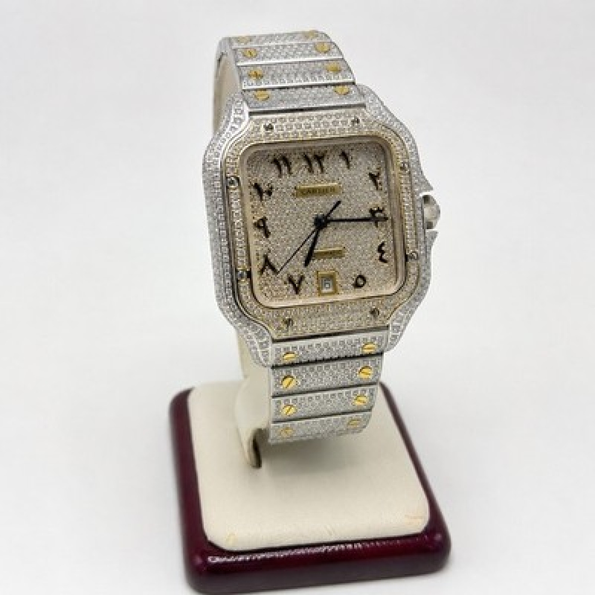 Cartier Santos Automatic Diamond Watch Arabic Dial 4072 Stainless Steel 100m - Cartier