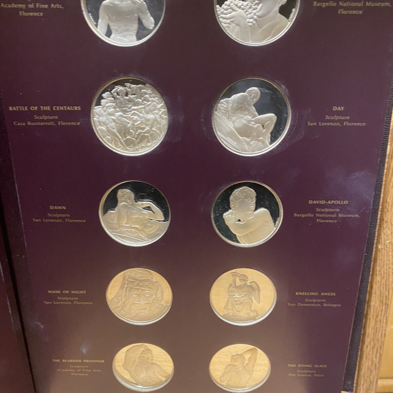 1970 Genius Of Michelangelo Sterling Silver 60 Fine Art Medals 72 OZ Collection
