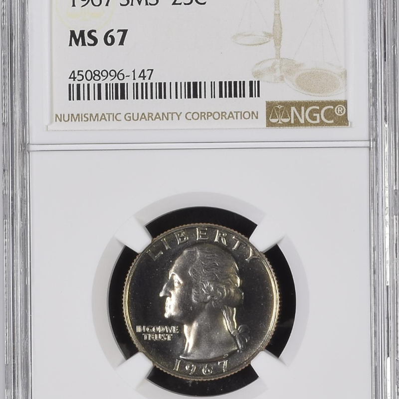 MS67 1967 Washington Quarter - SMS - Graded 