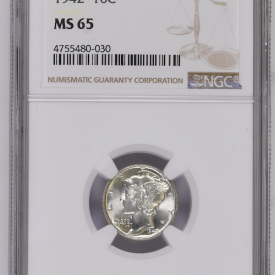 NGC MS 65, 1942 MERCURY DIME 10C 