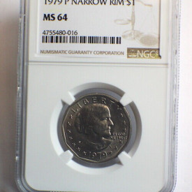 NGC MS 64 1979 P $1 SUSAN B ANTHONY DOLLAR "NARROW RIM"