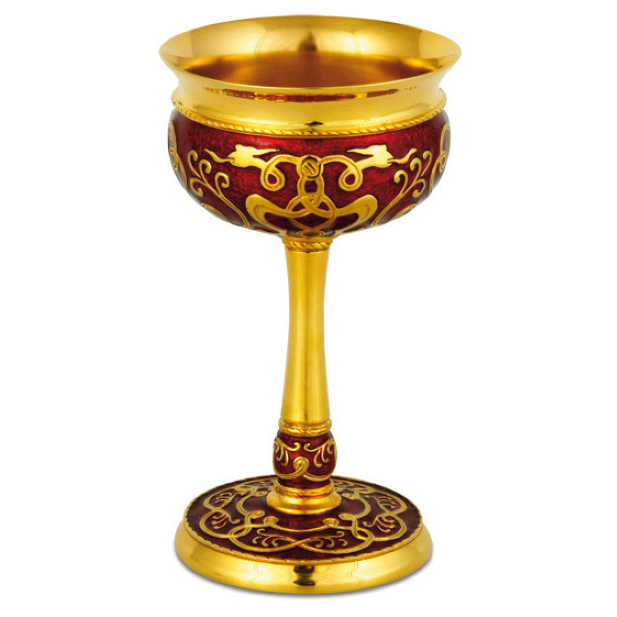 Silver 925 & 24k Gold Plated Wine Chalice Enamel Small Bird Filigree